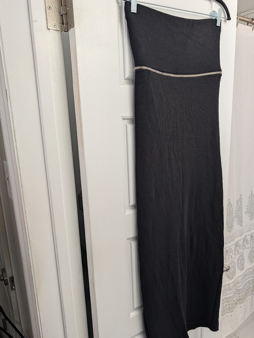 NWOT Zara Black Tube Dress with Metallic Zipper Under Bust Area PTP 14"-16"